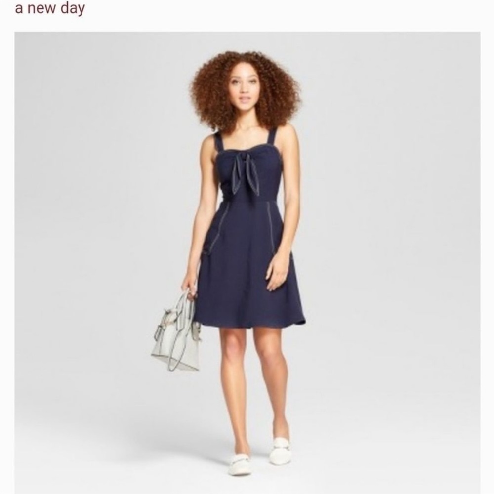 Navy Blue Sailor Nautical Sleeveless Tie Dress